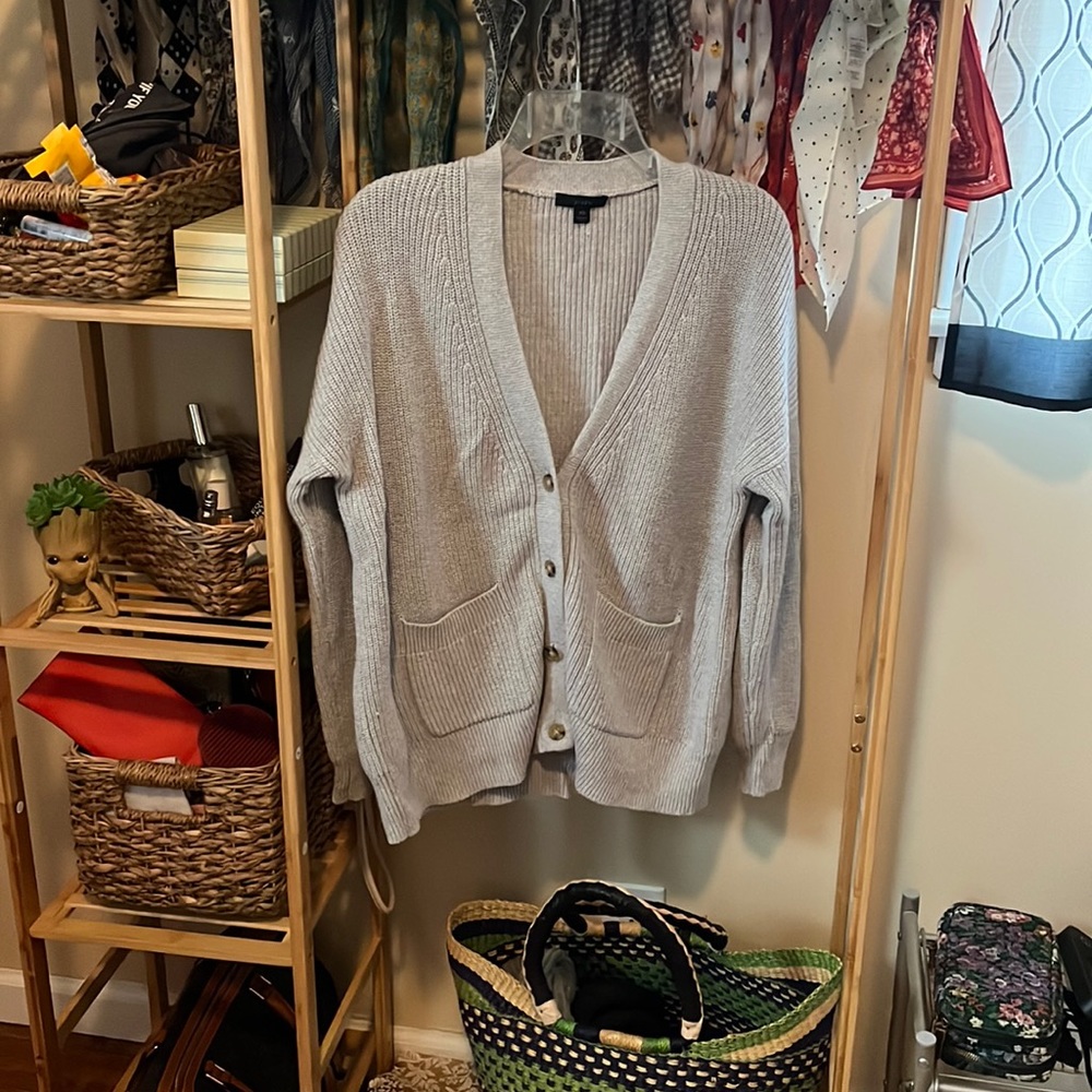Cotton Cashmere Mix Dove Gray Cardigan